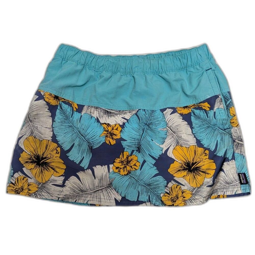 Patagonia Womens Small Floral Baggies Skirt Tropical Hibiscus Drawstring